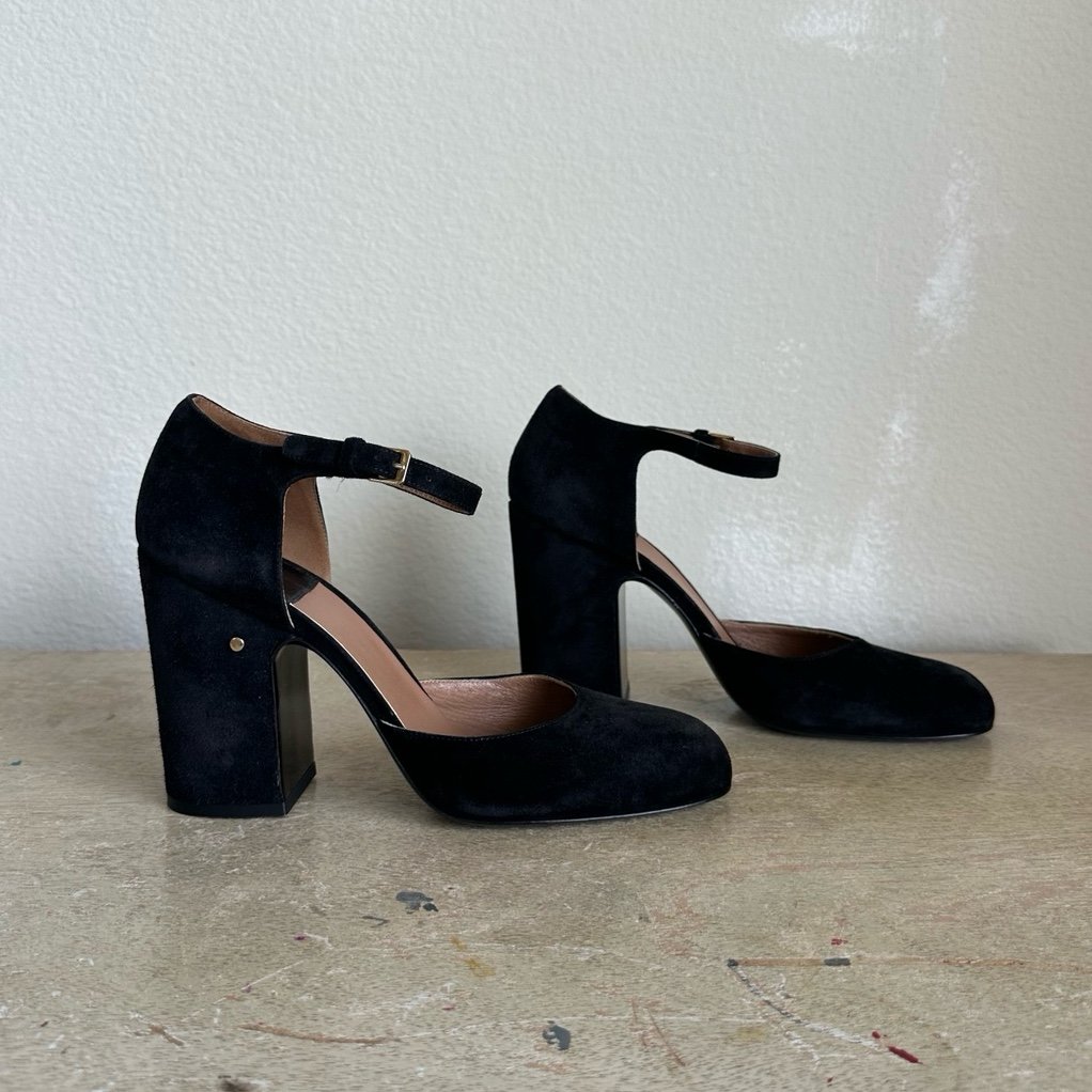 Laurence Dacade Mindy D’Orsay Suede Leather Mary Jane Heels