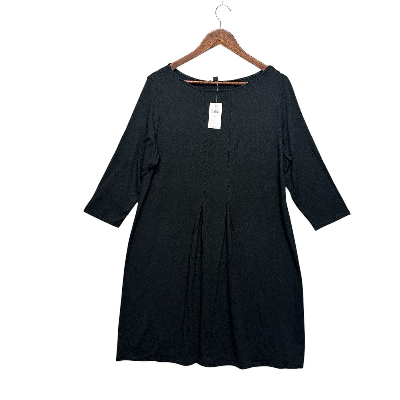 J Jill Dress NWT Wearever Collection Sz Large Black Stretch 3/4 Sleeve Pullover