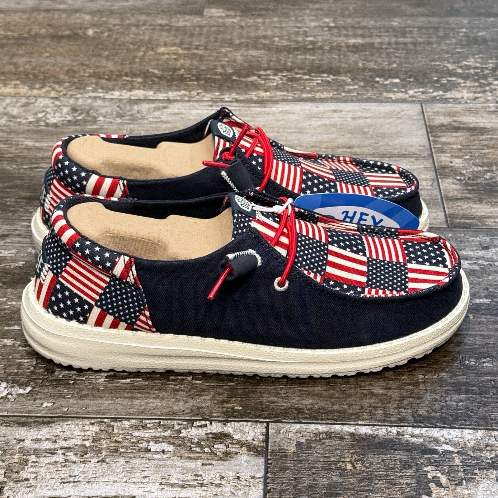 Hey Dude Wendy Funk Americana Flag Slip On Shoes Womens Size 7 Patriotic NIB