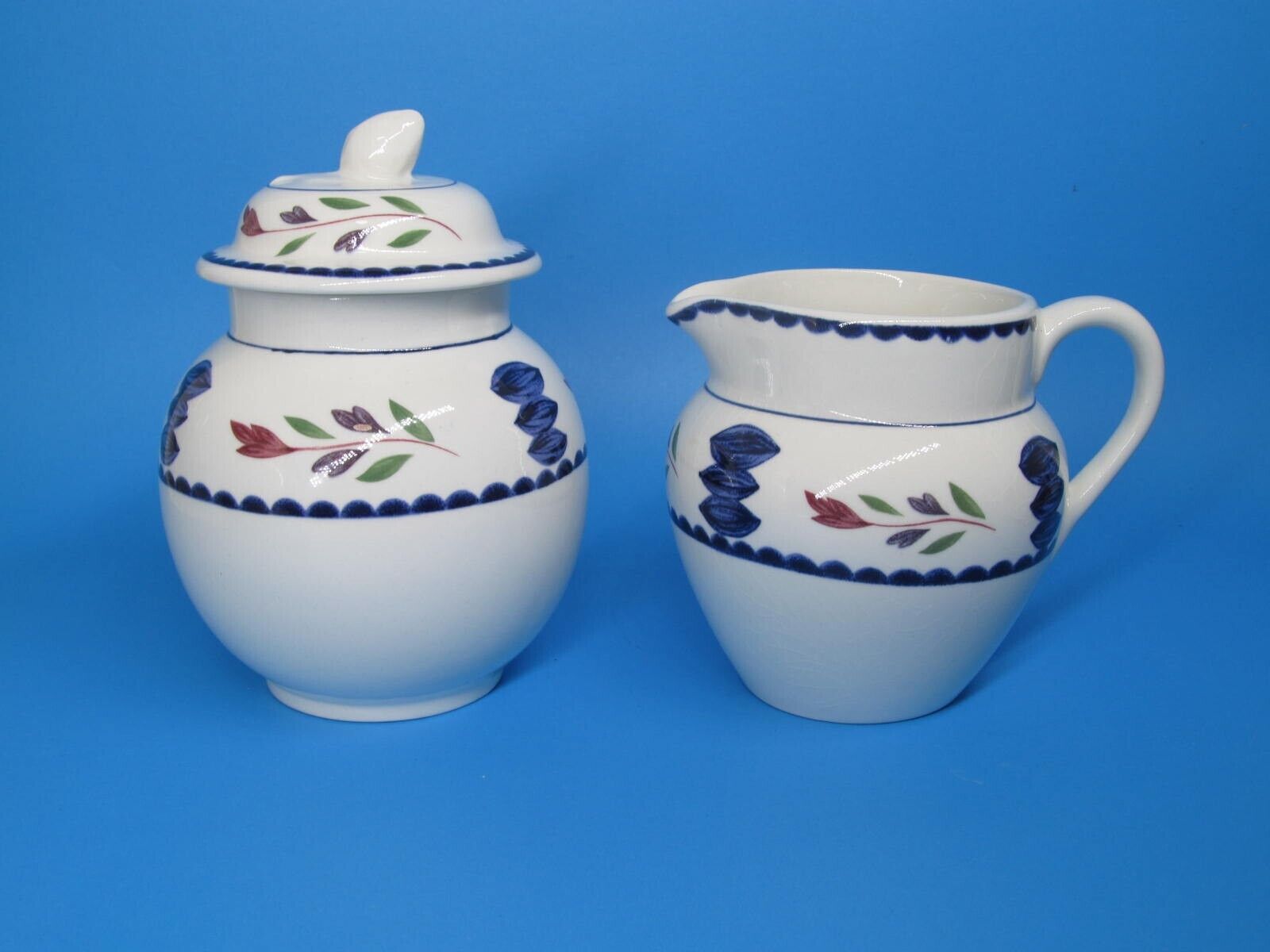 Adams Lancaster Vintage Covered Sugar Bowl And Creamer \ No Issues