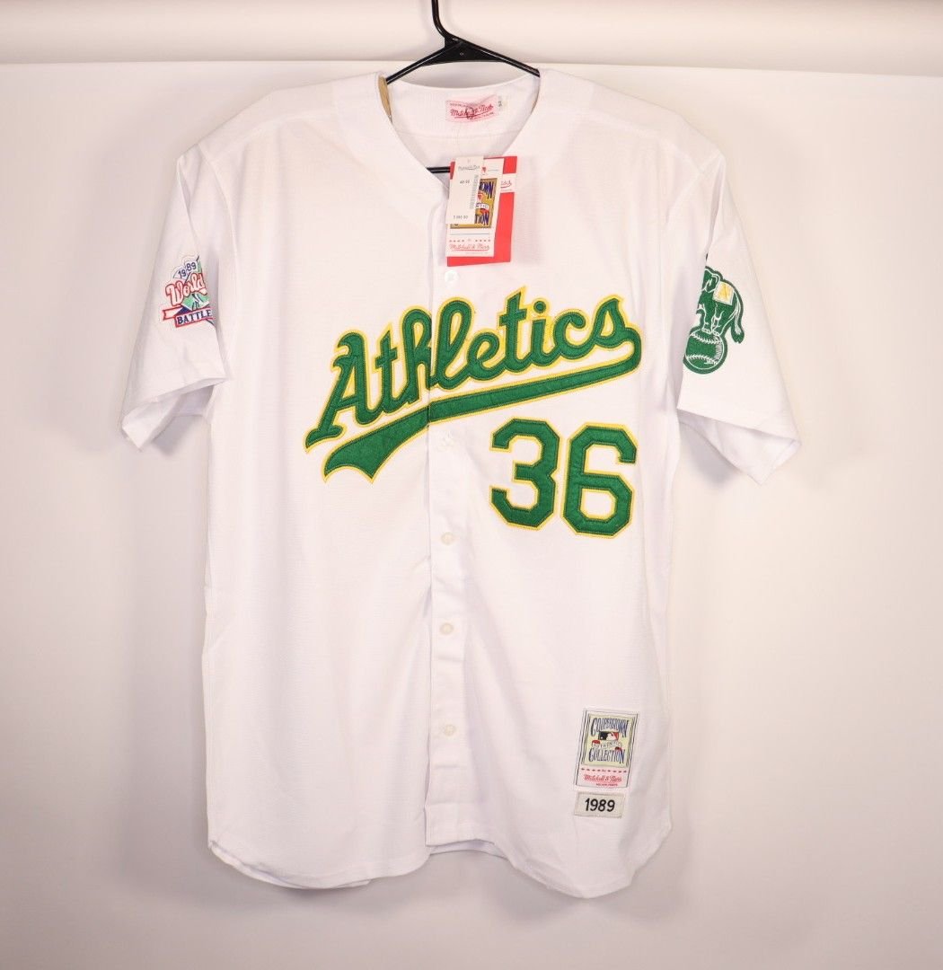 Terry Steinbach No. 36 Oakland Athletics '89 Throwback Home Baseball Jersey Sz 5