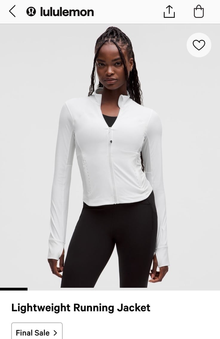 Lululemon White Lightweight Running Jacket