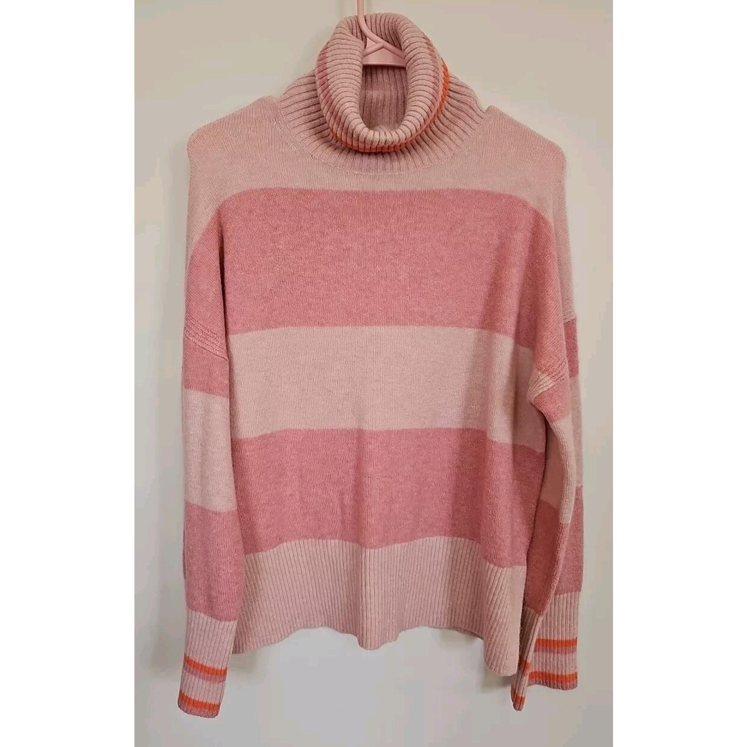 J. Crew Women’s Size Small Pink Stripe Wool Blend Turtleneck Sweater