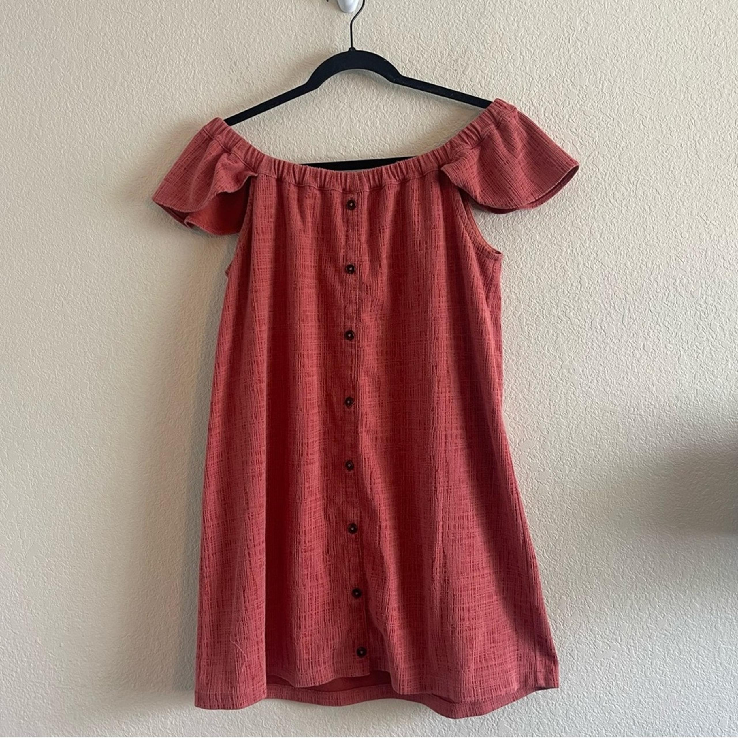 Madewell Off the Shoulder Rust Orange Mini Dress Womens Size Medium
