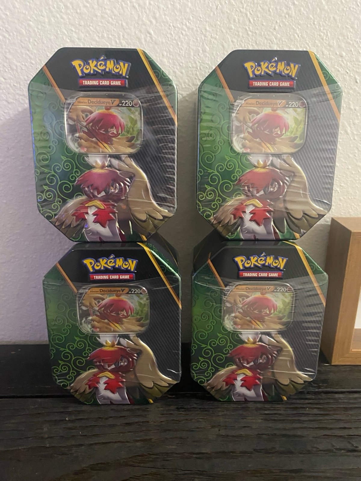 Pokemon TCG Divergent Powers Hisuian Decidueye V Tins Factory Sealed LOT 4