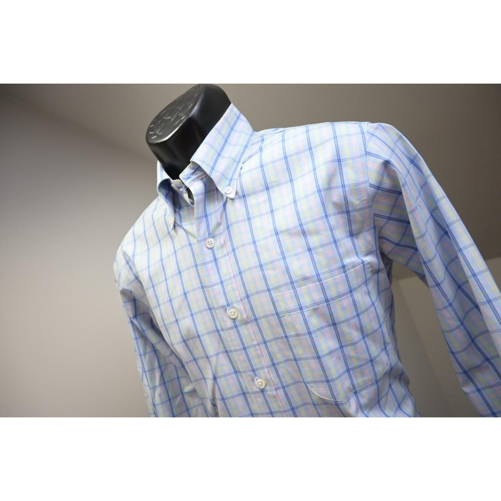 Brooks Brothers Dress Shirt 1818 Designer Slim Fit Plaid Mens Size Small