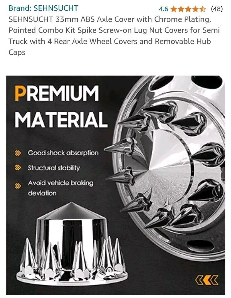 33mm ABS Axle Cover with Chrome Plating, Pointed Combo Kit Spike