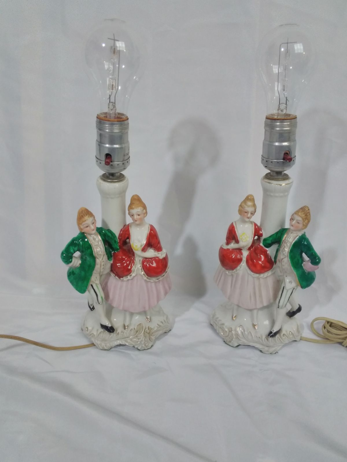 Antique porcelain lamp set accepted
