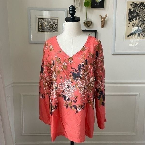Masai Copenhagen Neiman Marcus Dafna Coral Blush Floral Top 130 M