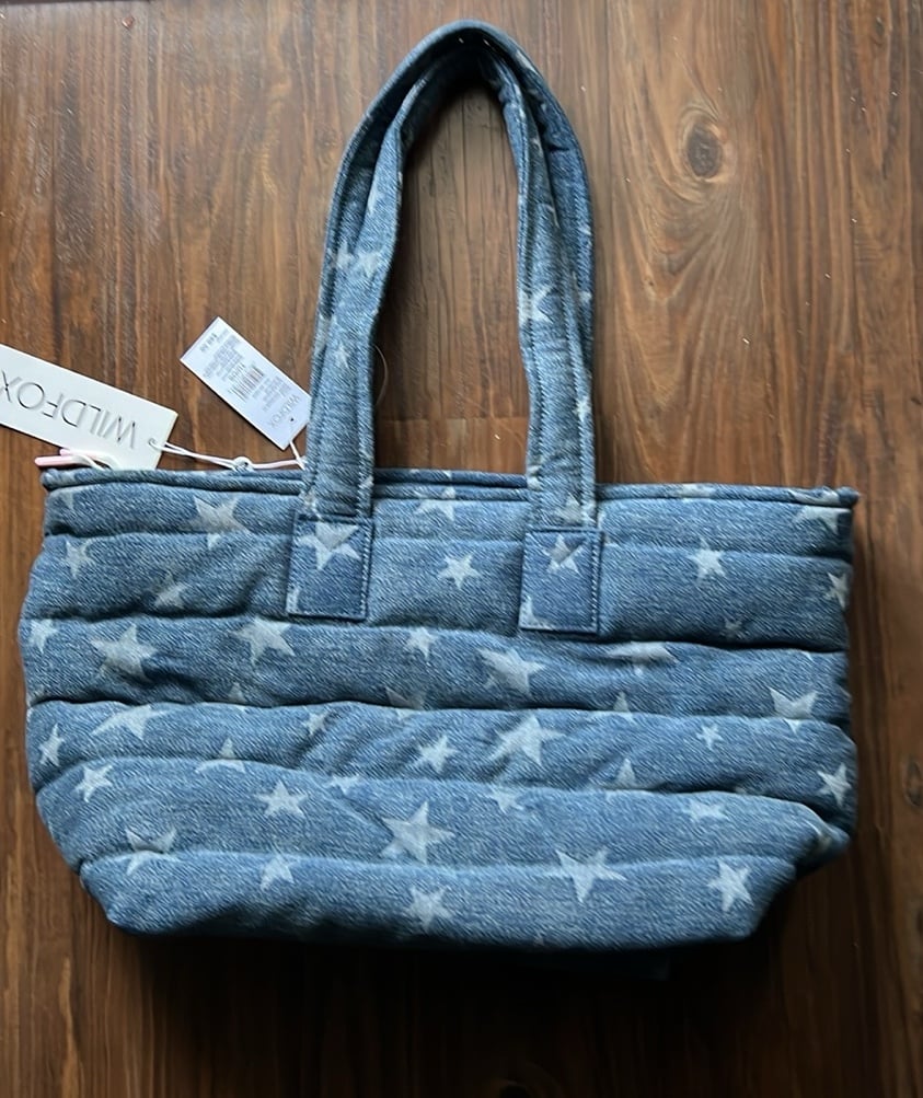 Wildfox Star Patterned Blue Denim Tote
