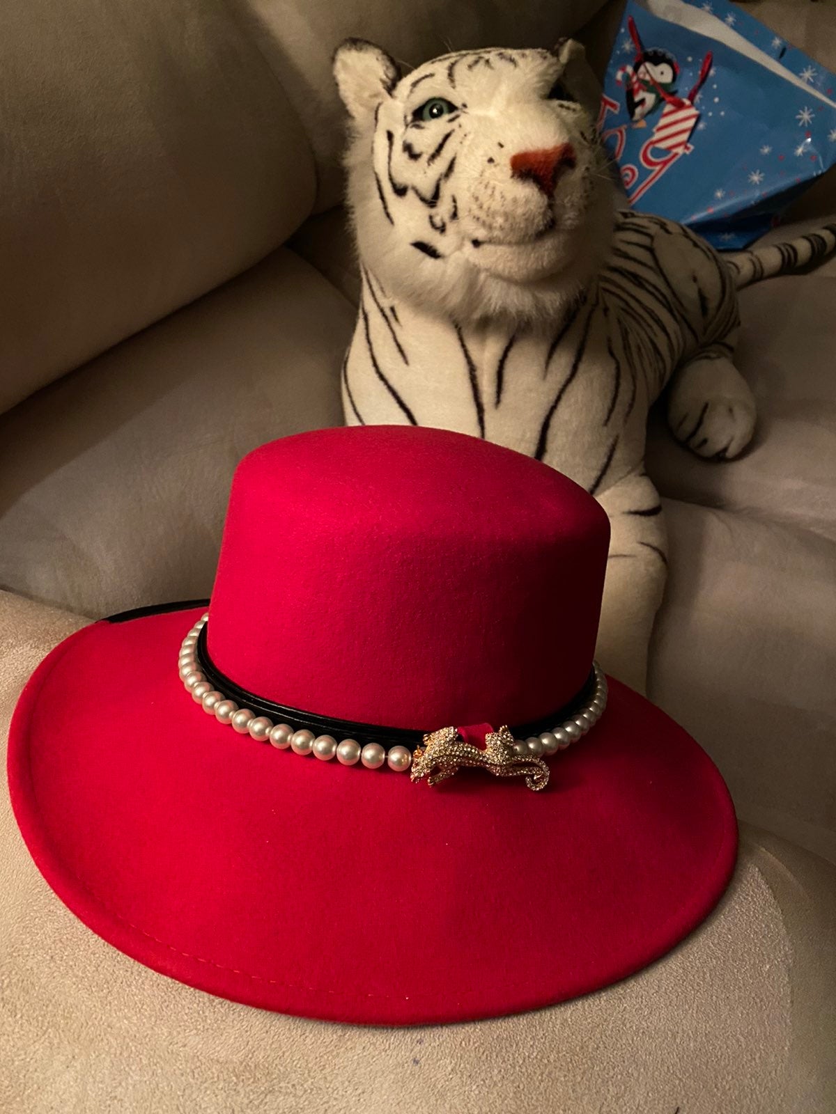 Red wide brim Fadora