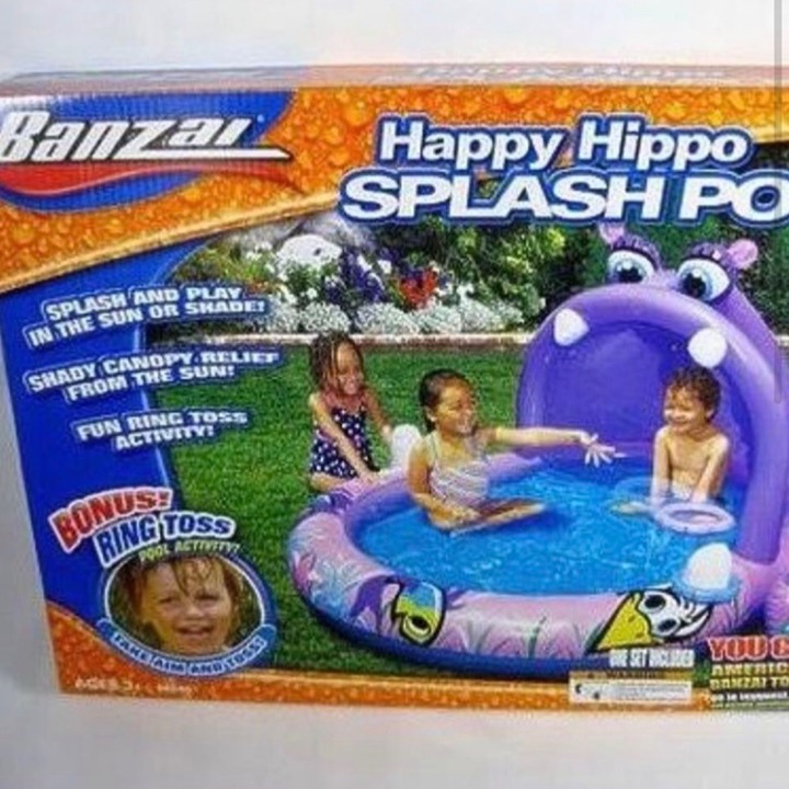 Banzai Happy Hippo SplashPool Shady Canopy Ages 3+