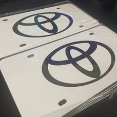 Toyota Brand New Front Vanity Metal Plate Frame Holder (2 Pack)