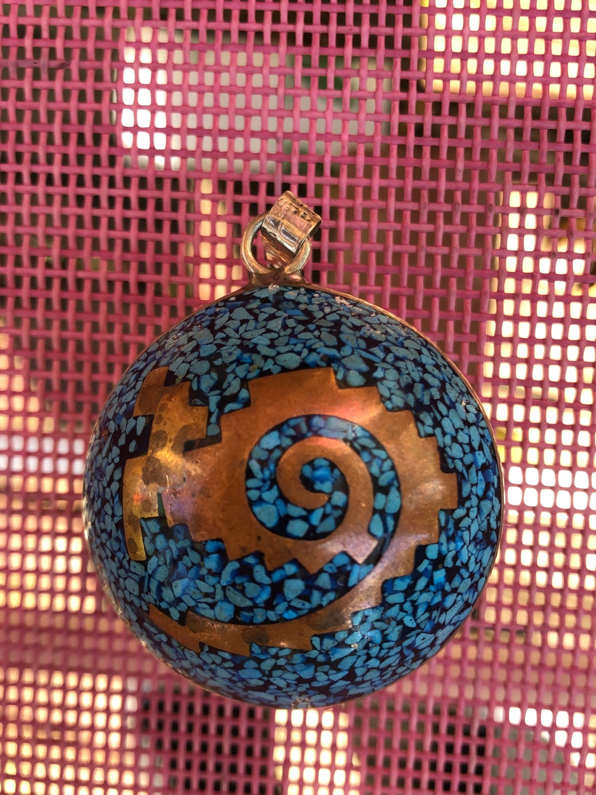 Crushed turquoise sterling silver pendant