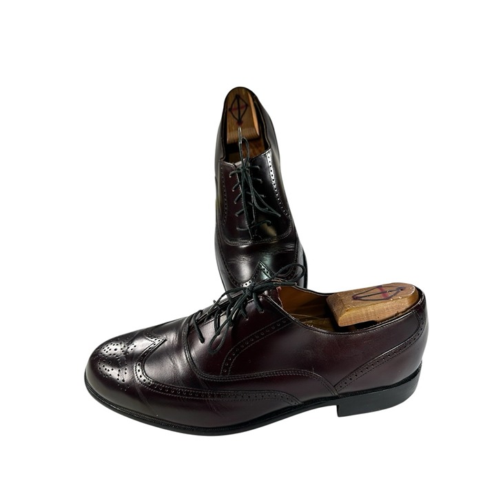 Bostonian Classics Vintage Size 10 M Burgundy Leather Mens Wingtip Toe Shoes