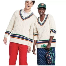 Rowing Blazers x Target Adult Croquet Stripe Cable Knit Sweater XS Academia Prep