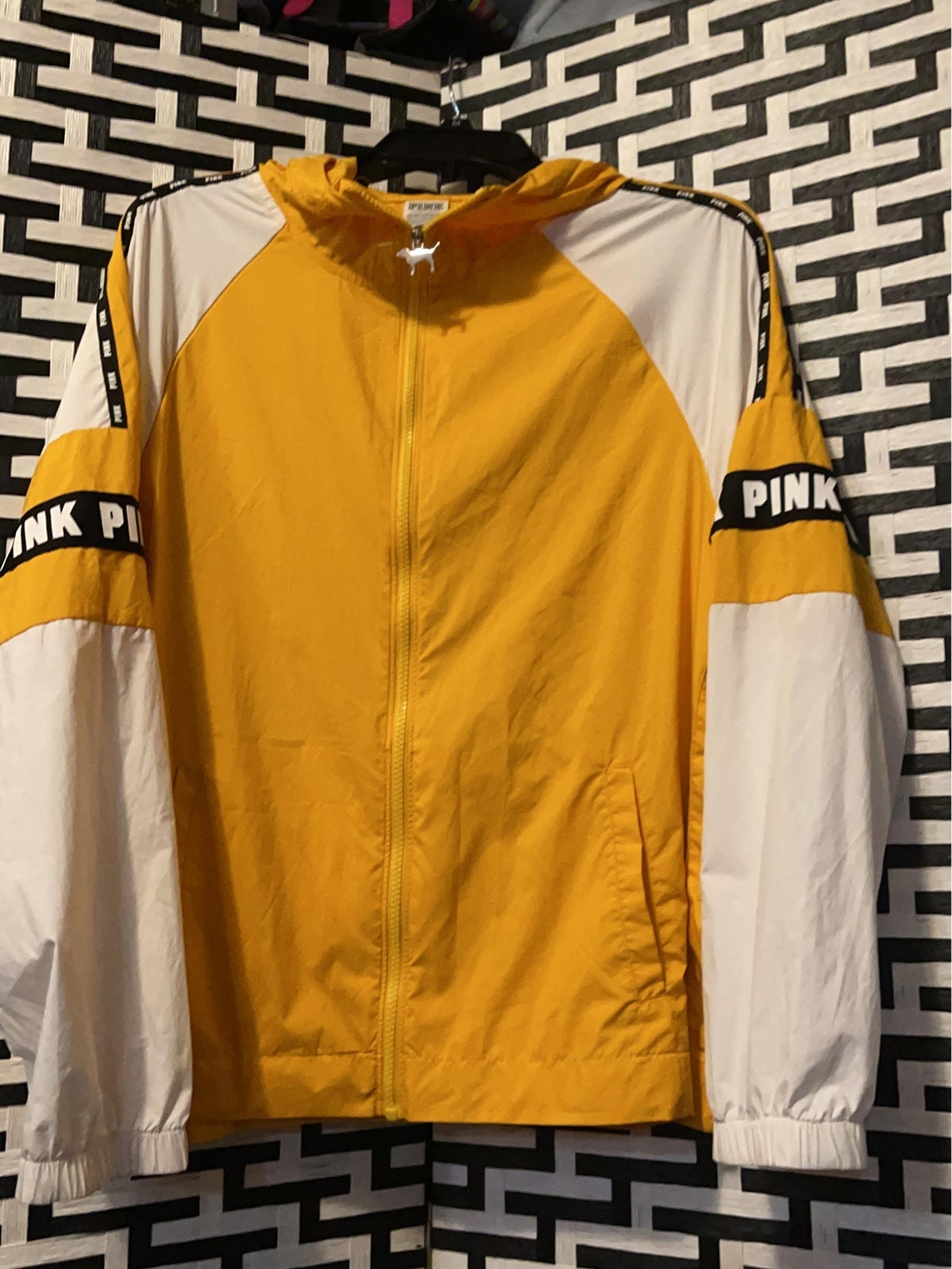 Women’s yellow white black VS Pink Windbreaker jacket size XS