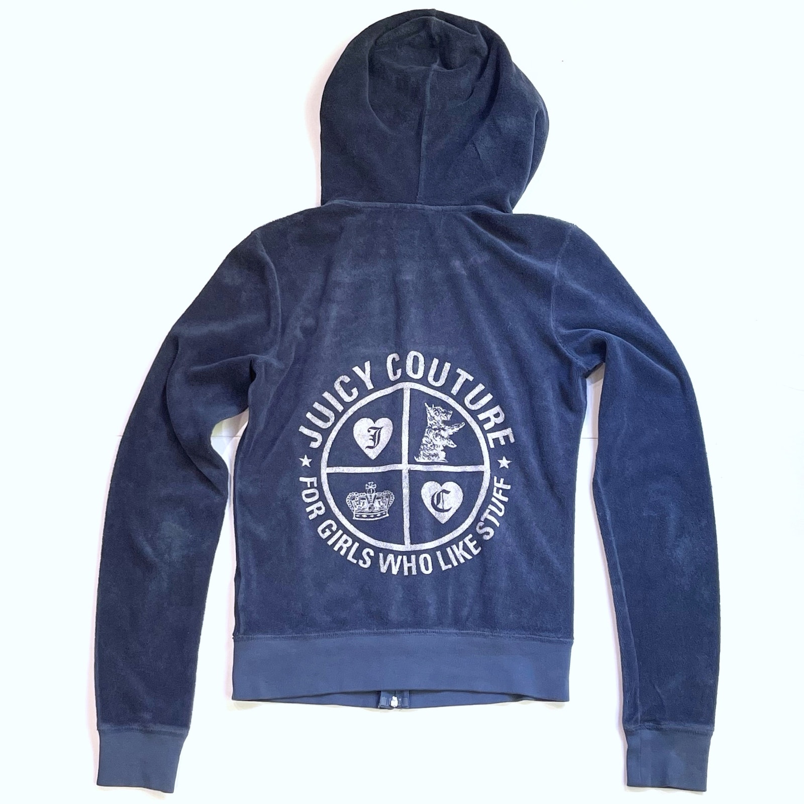 Juicy Couture S Vintage Terry Cloth Hoodie Full-Zip Track Sweat Jacket Y2K 2000s