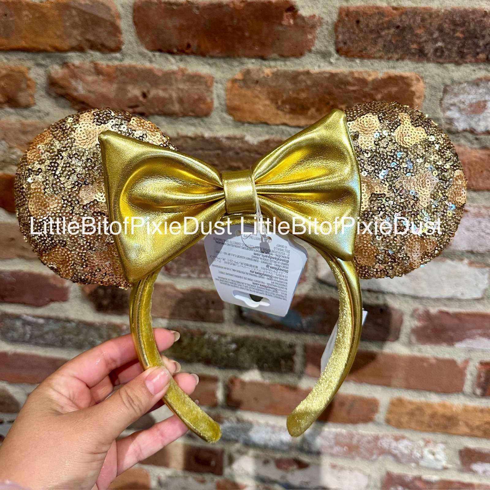 Disney parks Disneyland Gold Sequin Minnie Ears Headband