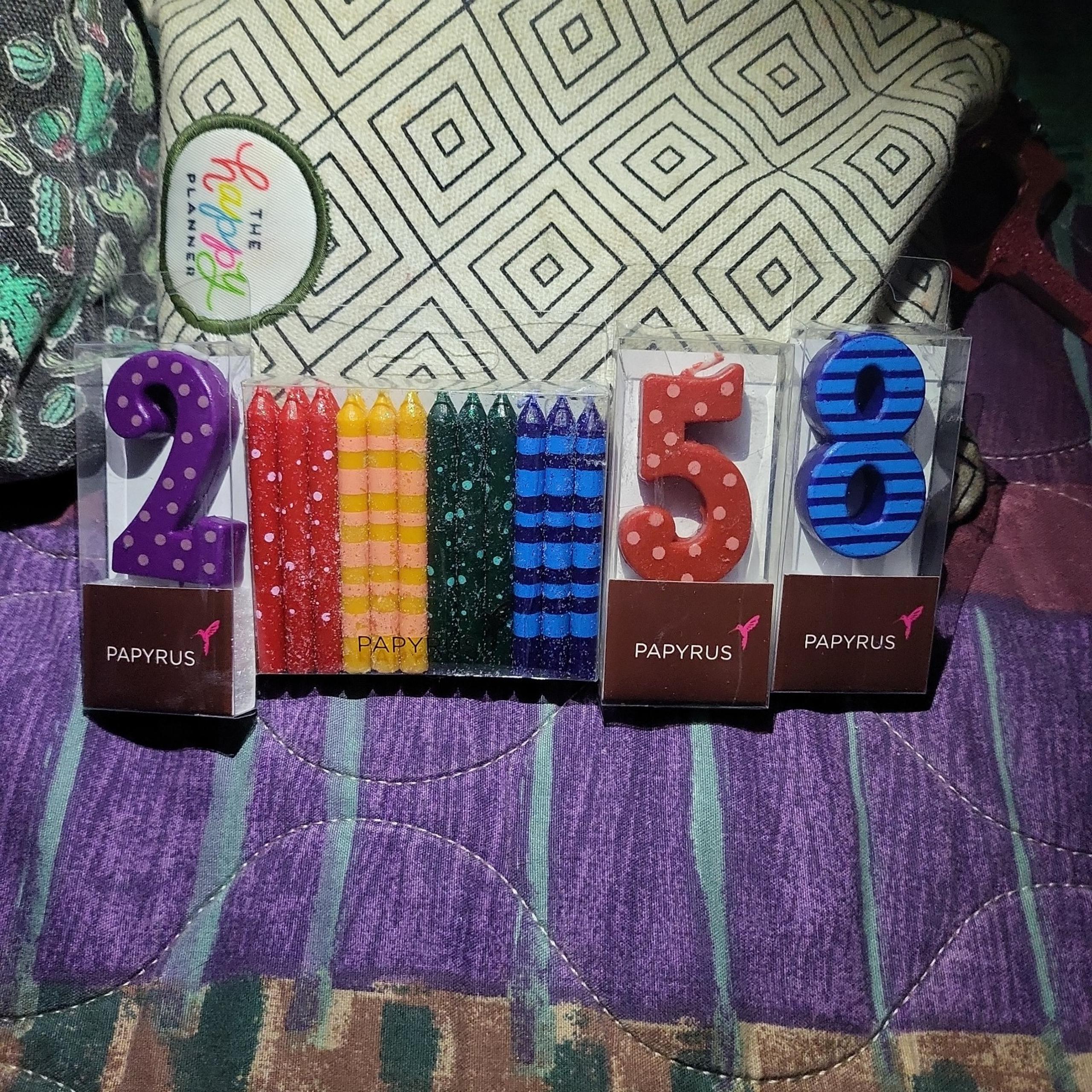 Papyrus Celebration and multi~colored birthday candles