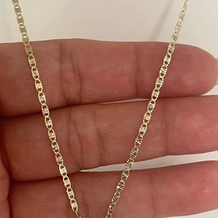 Solid 14k Gold Diamond Cut Necklace 18”