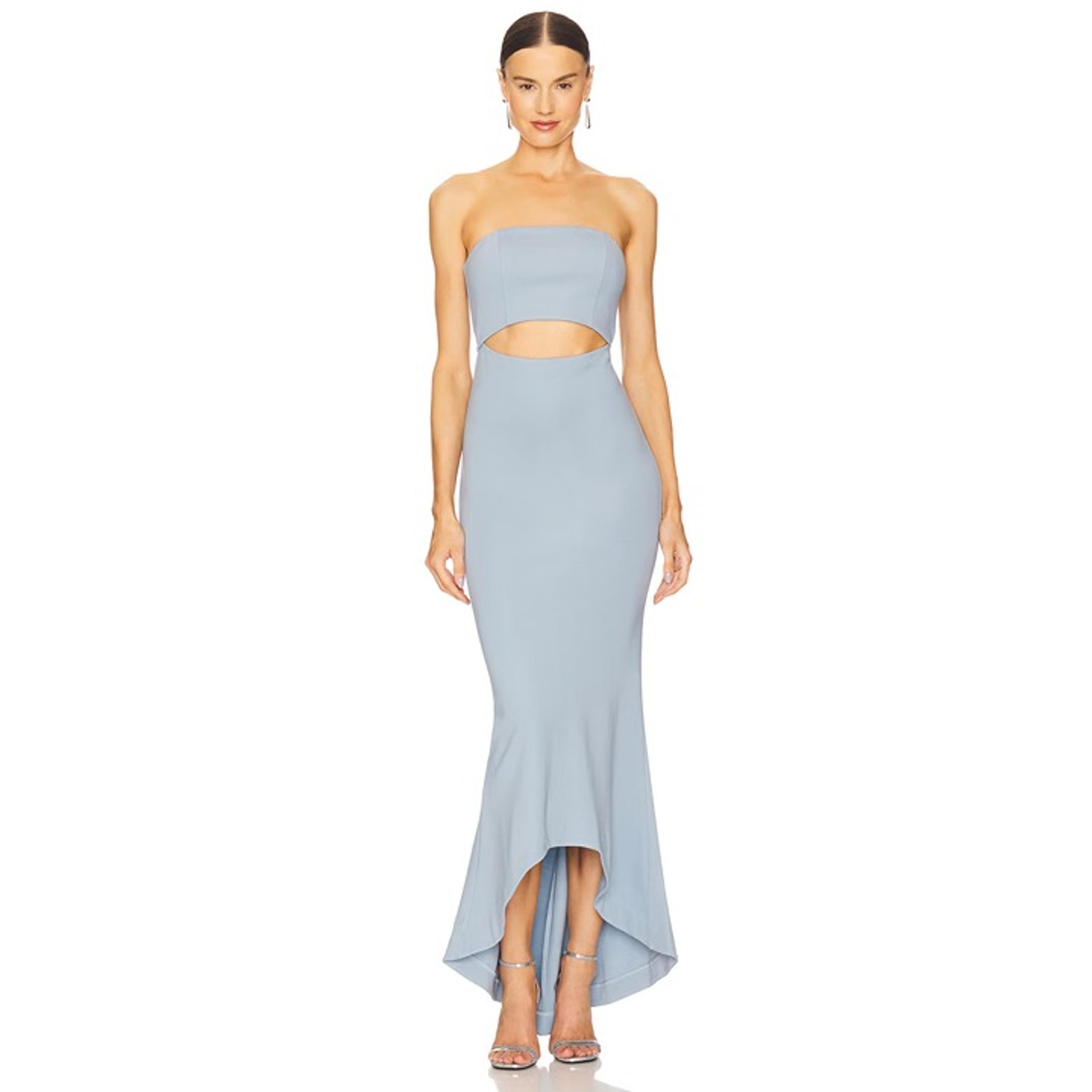 June Gown Baby Blue Revolve Dress Formal Prom High Low Cut Out Strapless Y2K - NBD