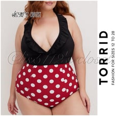 Torrid x Disney Minnie Mouse Ruffled Plunge One-Piece Swimsuit 2X 18 20