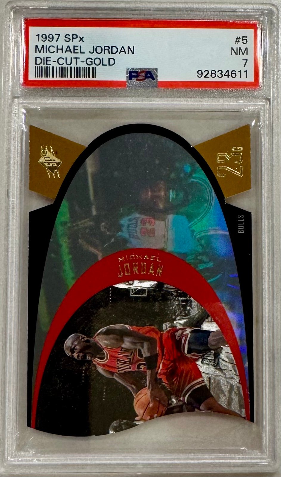 1997 Upper Deck SPX MICHAEL JORDAN SPX5 GOLD Die Cut HOLO Chi Bulls SUPER RARE