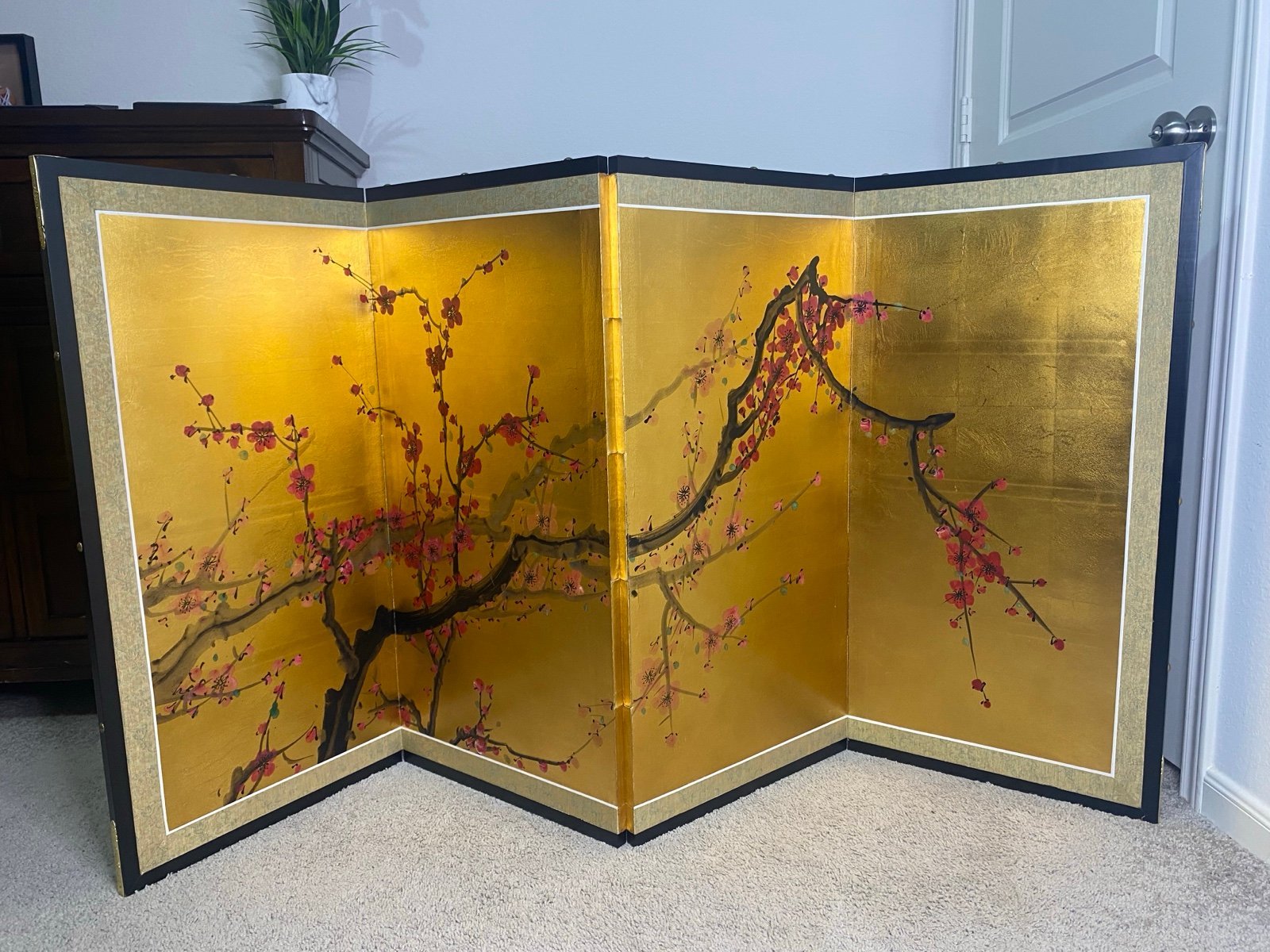 Plum Tree Gold Leaf Oriental Artwork