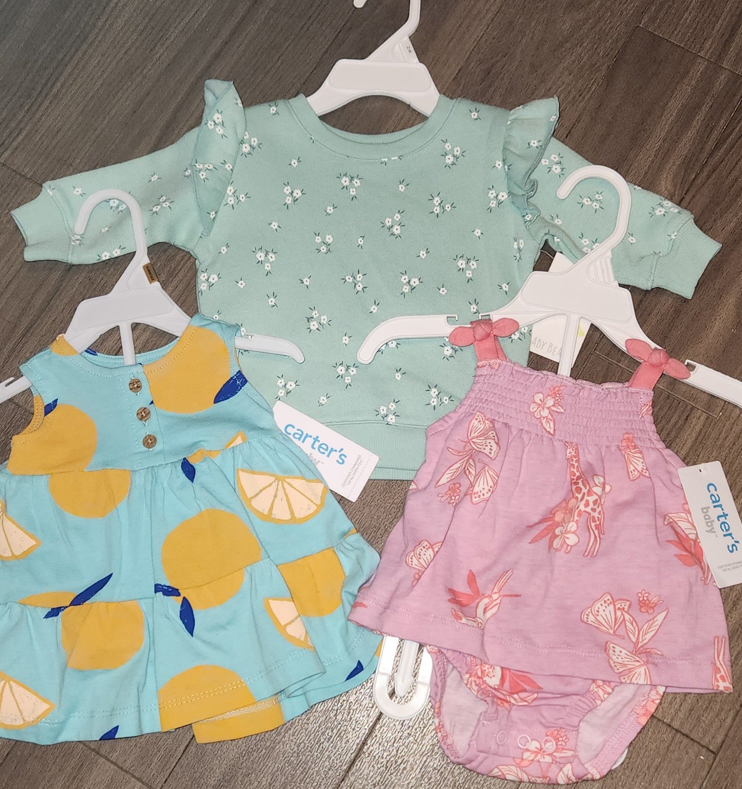 Baby Girl Newborn Dress/Shirt 3 Piece Bundle NWT Carters Baby Girl Newborn Dress/Shirt 3 Piece Bundle NWT Carters