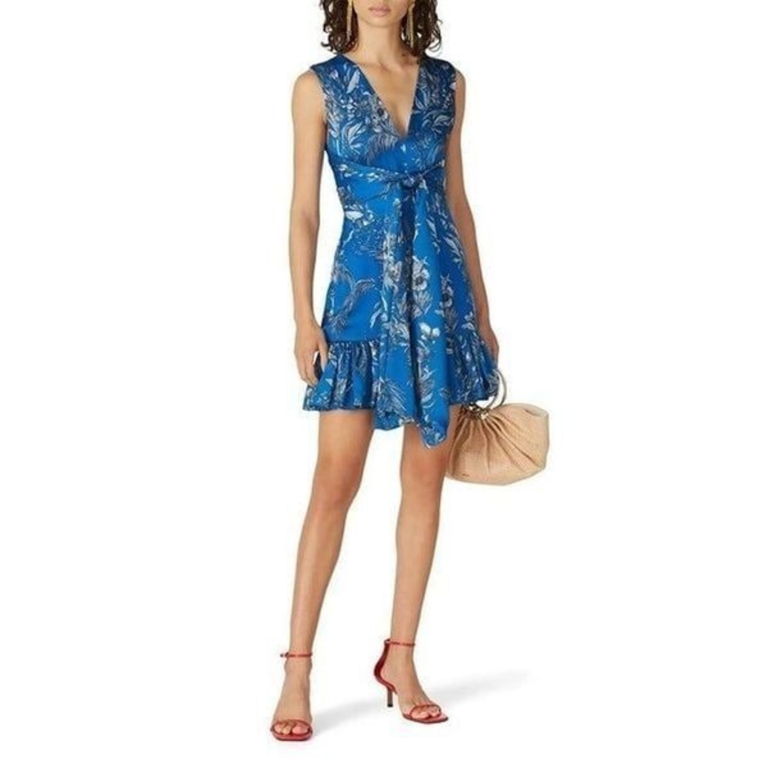 Alexis Cascara V-Neck Sleeveless Dress Blue Womens Size XS