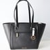 Michael Kors Bag Shopper Carine LG Front Zip Tote Bag Black Gold