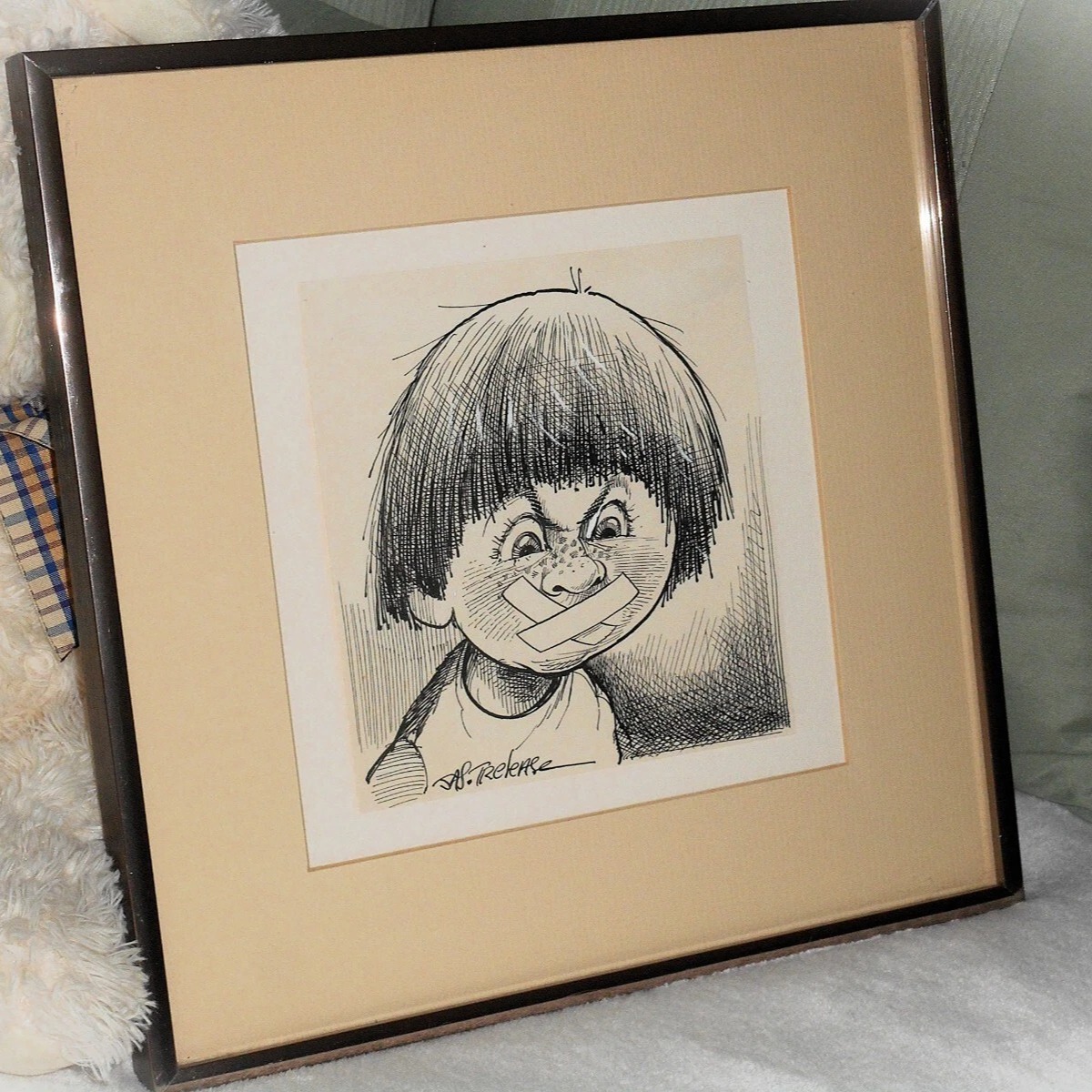 Share James Trelease Rare Vintage Original Pen Ink Signed Drawing Art Framed