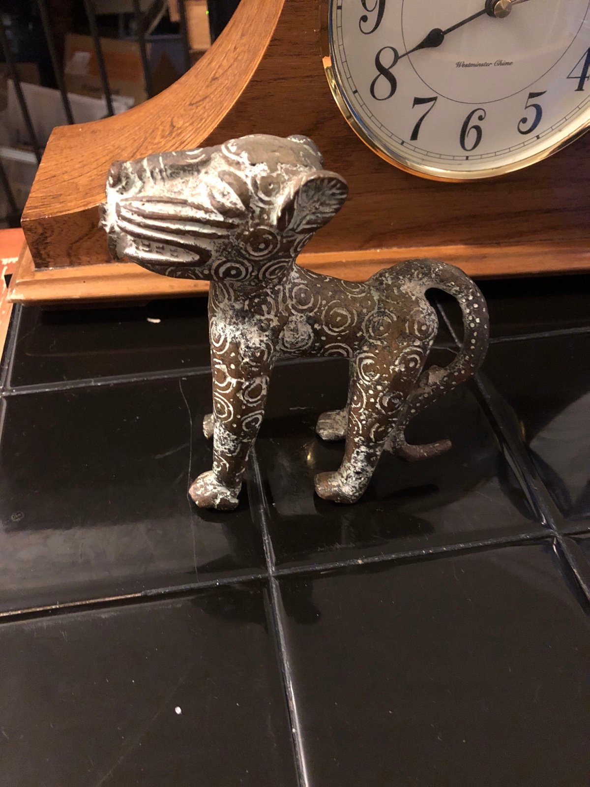 BENIN LEOPARD SCULPTURE - BRONZE (56.04)