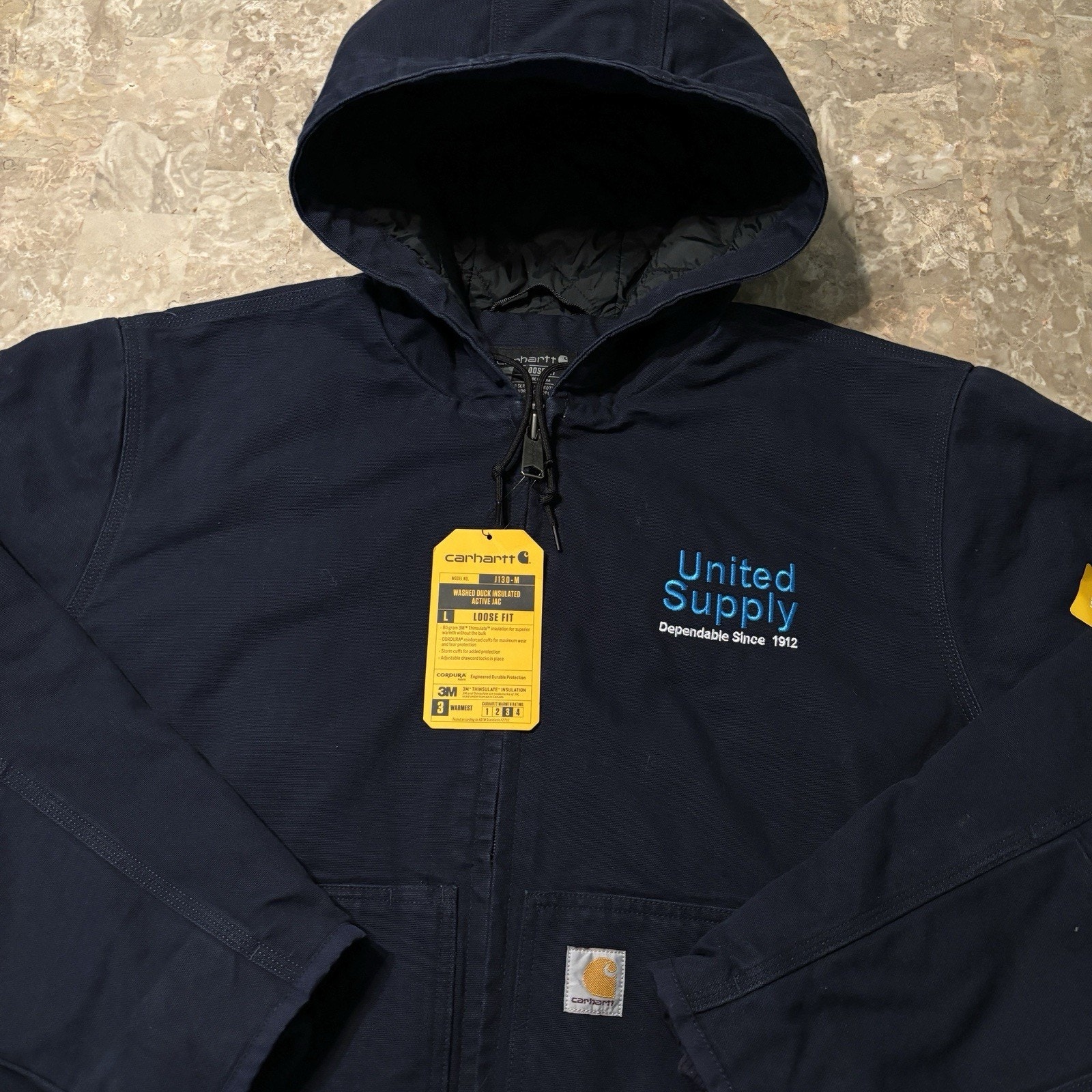 Carhartt Jacket Mens Large Blue Active Jac Quilt Lined Insulated 3M 104050