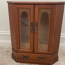 Vintage Mini Wardrobe Style Wooden Jewelry Box