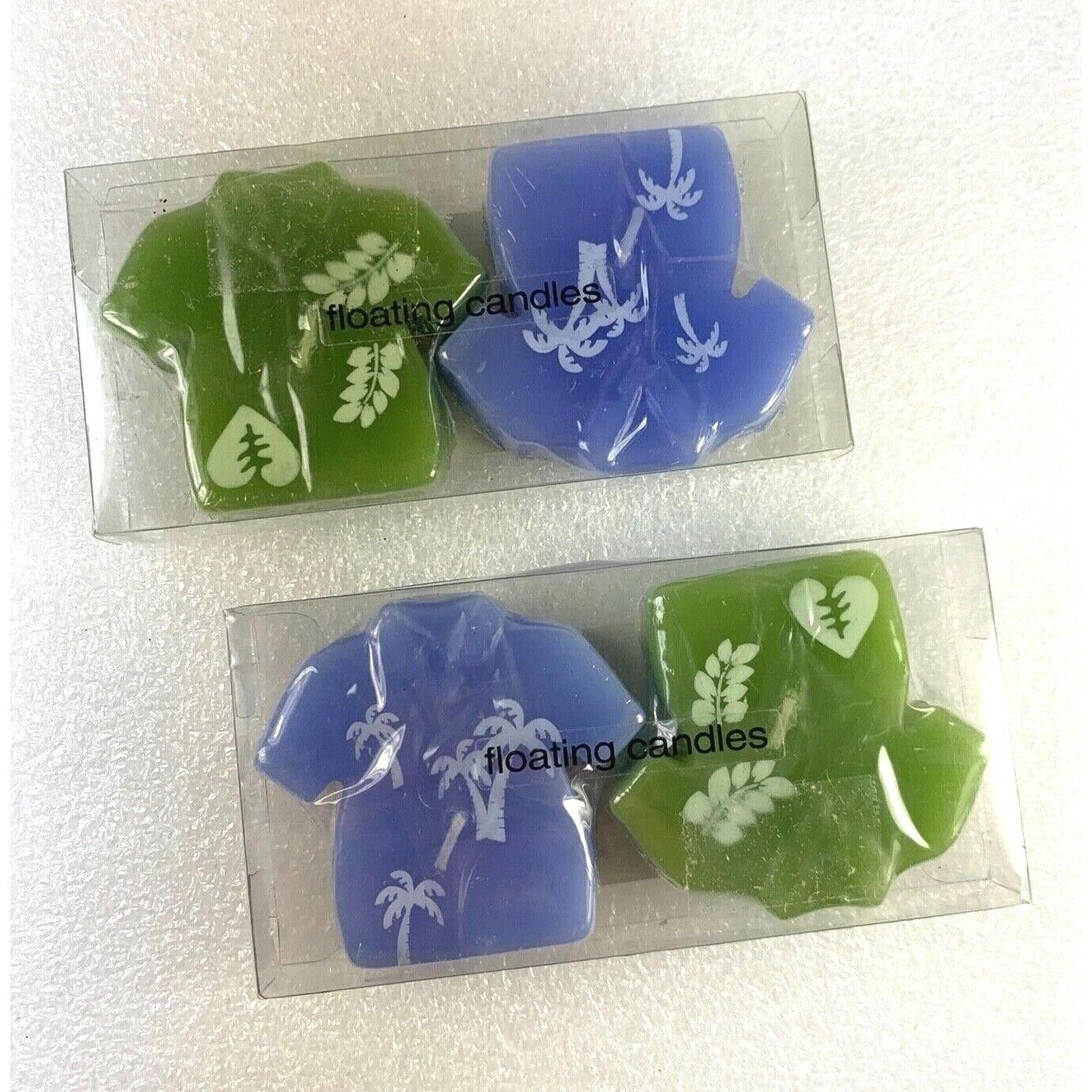 Hawaiian Shirt Blue & Green Floating Candles, 4 Pcs, Tradewind Bay, New