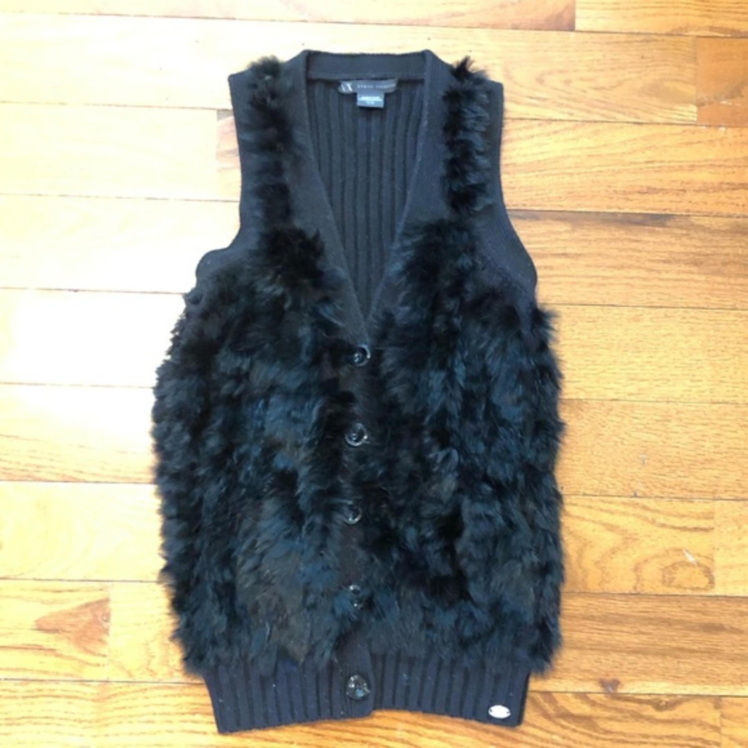 A/X Armani Exchange Cotton/Wool Blend Vest with Angora Fur Panels Women's XS
