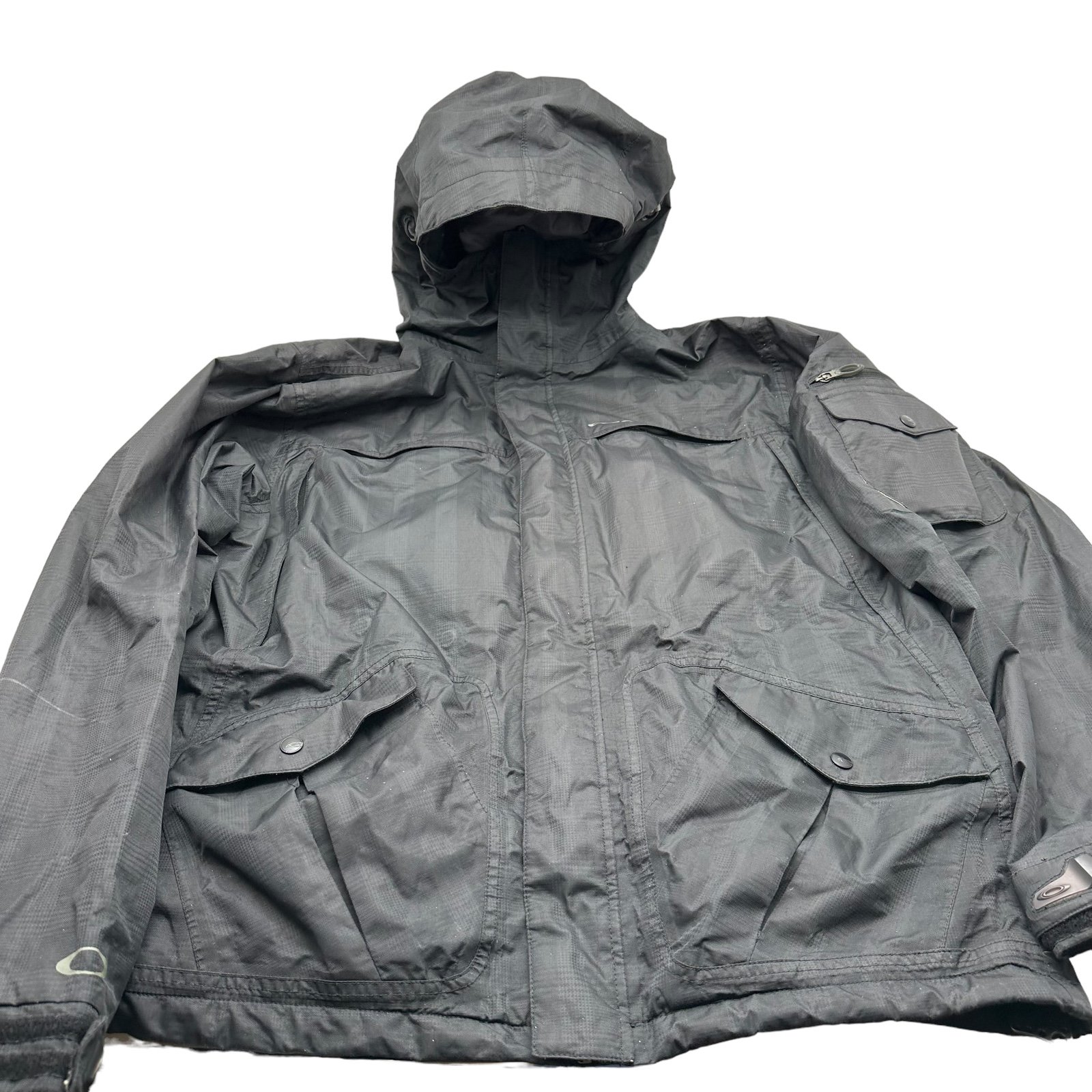 Oakley Road Fuel Mens Large Ski Snowboard Jacket Coat Black Hooded Y2K Skiing