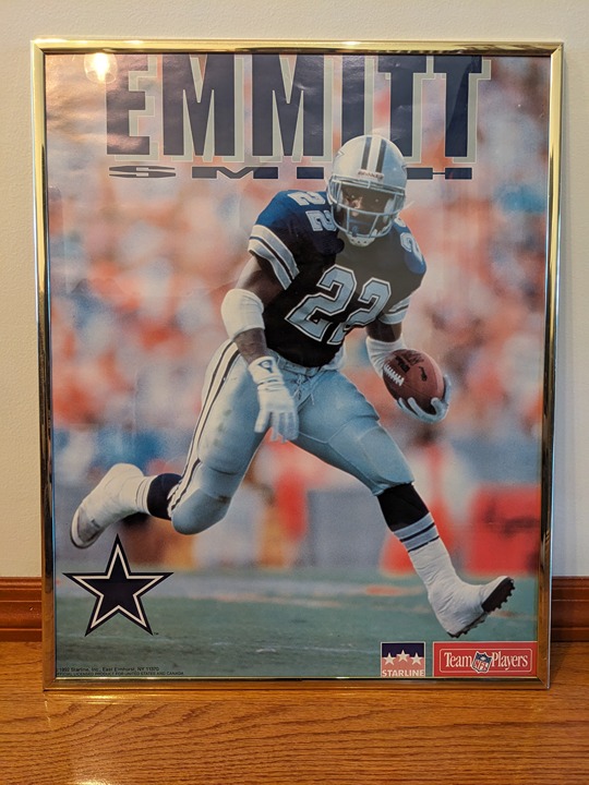 Vintage 1992 Emmitt Smith NFL Football Team Edition Dallas Cowboys Poster