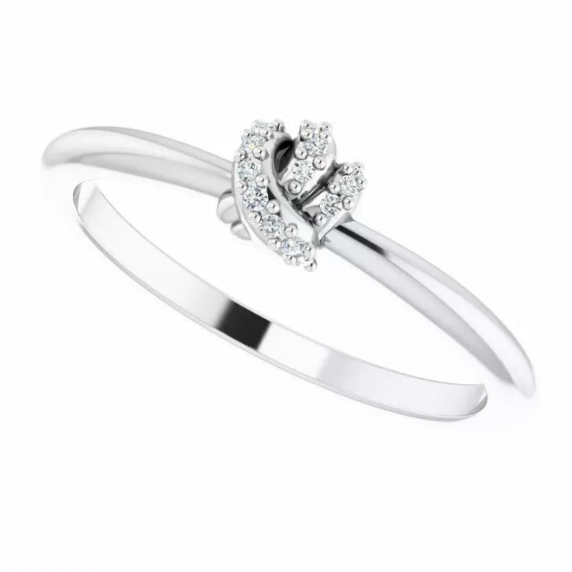 Diamond White Gold Love Knot Ring Sz 7