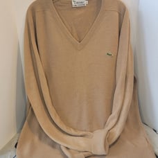 vintage IZOD LACOSTE BROWN PULLOVER V-NECK CROCODILE SWEATER