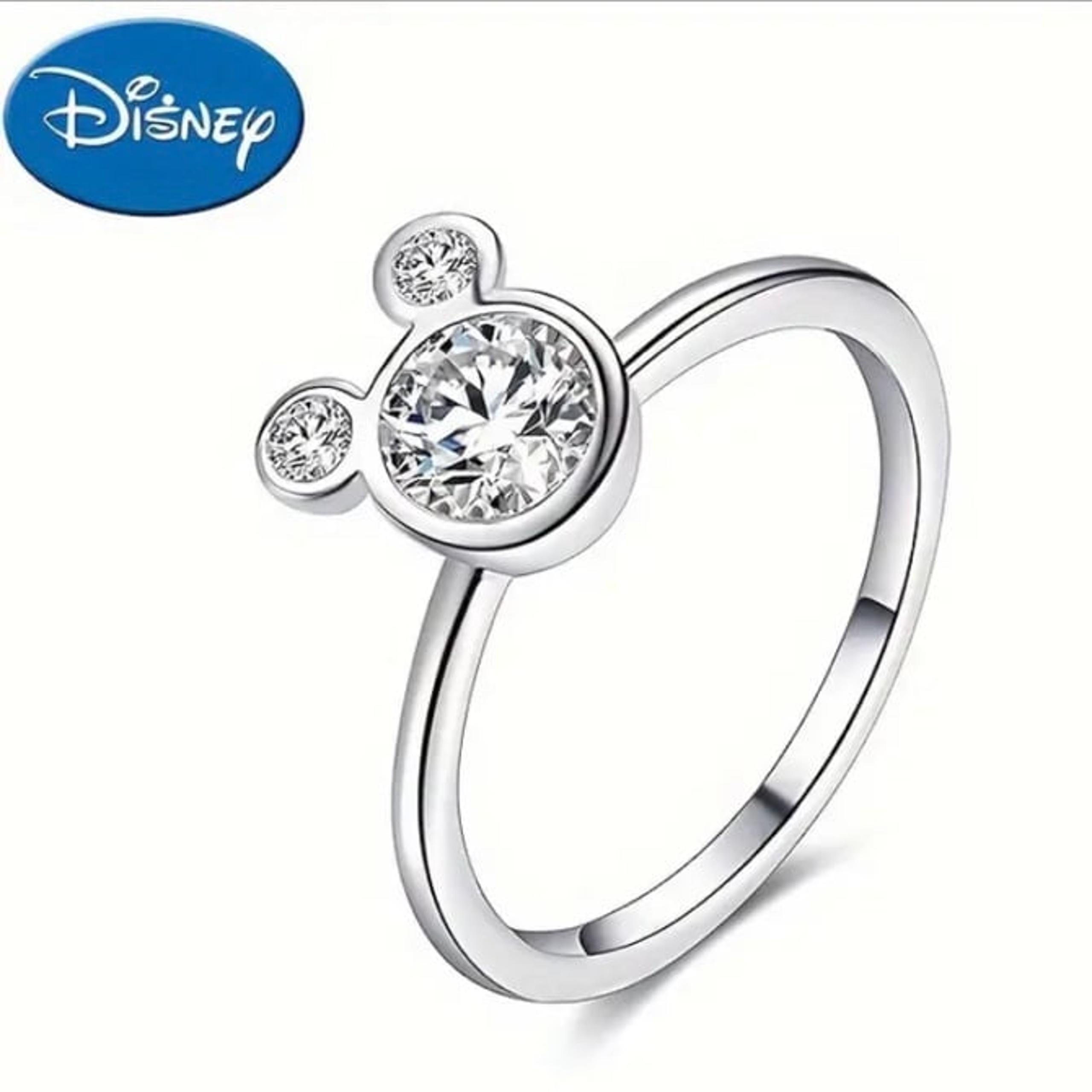 New! Disney Women's Mickey Shape Ring Plated With Cubic Zirconia Mouse Ring