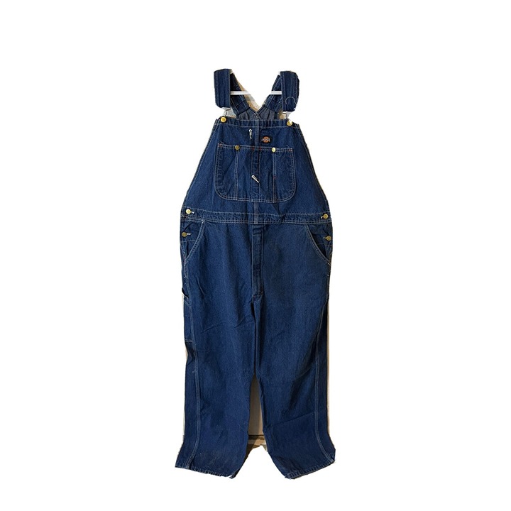 Vintage Dickies Mens 38x30 Carpenter Relaxed Fit Chore Denim Jean Bib Overalls