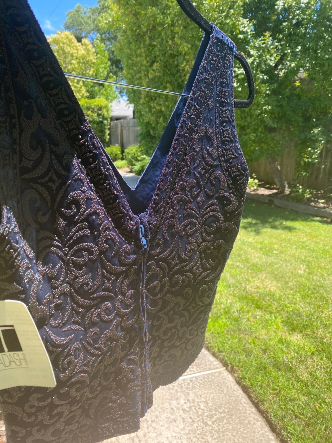 Blue Velvet Beaded Bodice by Tardashi.