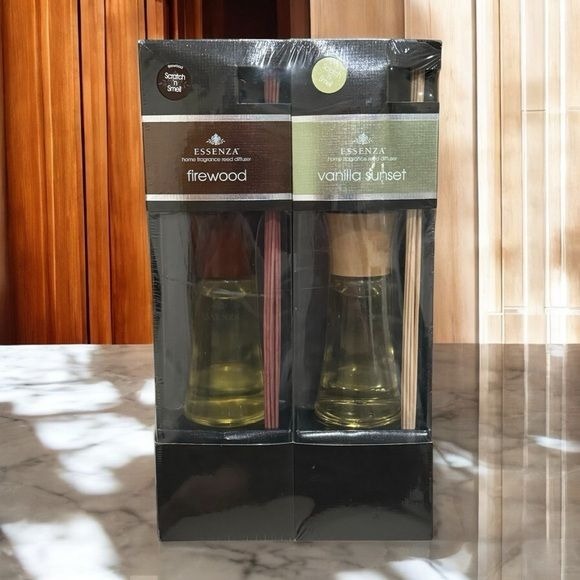 NEW Essenza Home Fragrance Diffusers Scents Firewood and Vanilla Sunset