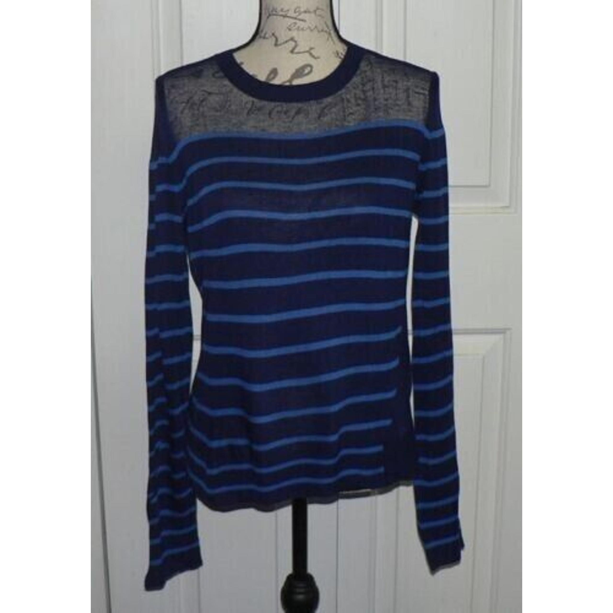 John + Jenn Lightweigh Crewneck Striped Sweater in Blue Scale Small MSRP $118