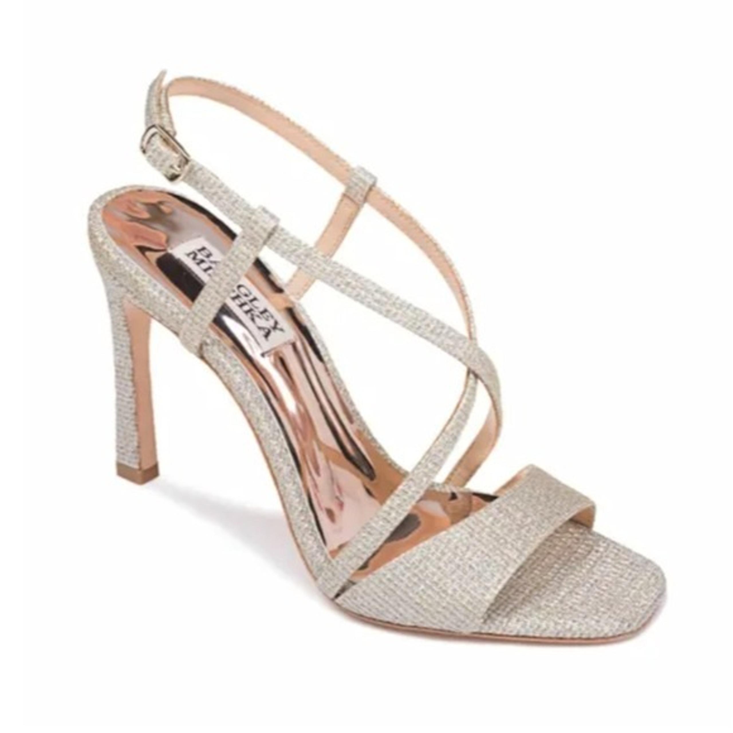 Badgley Mischka Womens Ebiza Metallic Ankle Strap Heels Sandals Shoes sz 7