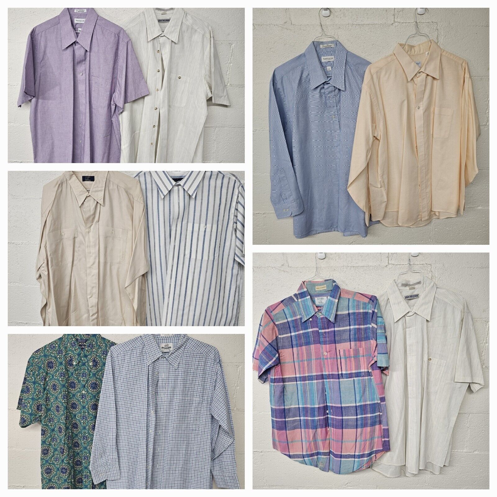 Lot Of Men's Used Dress Shirts Size Medium Large GitmanBros VanHeusen Arrow