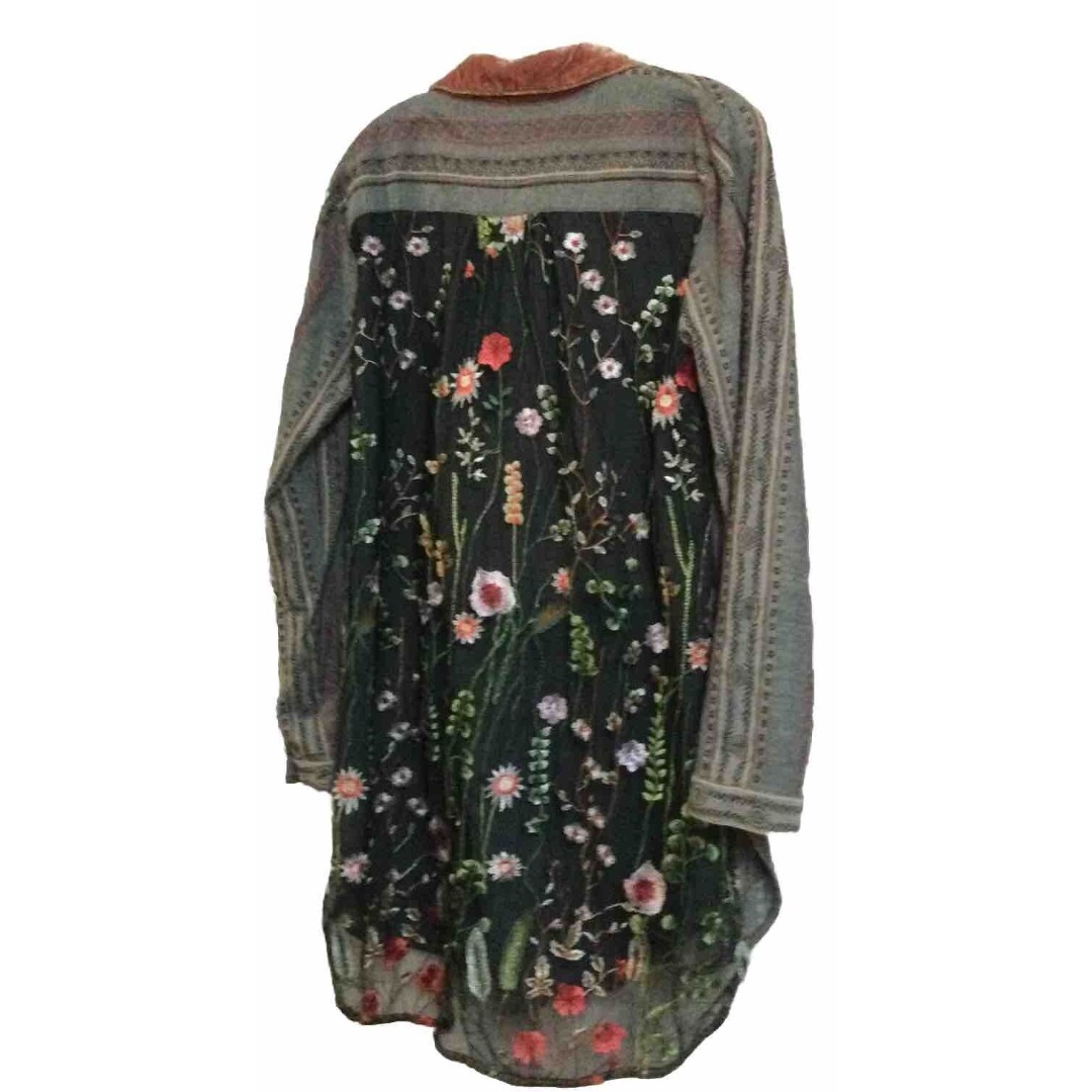 Soft Surroundings Women’s XL Elena Embroidered Tunic Top Mesh Floral